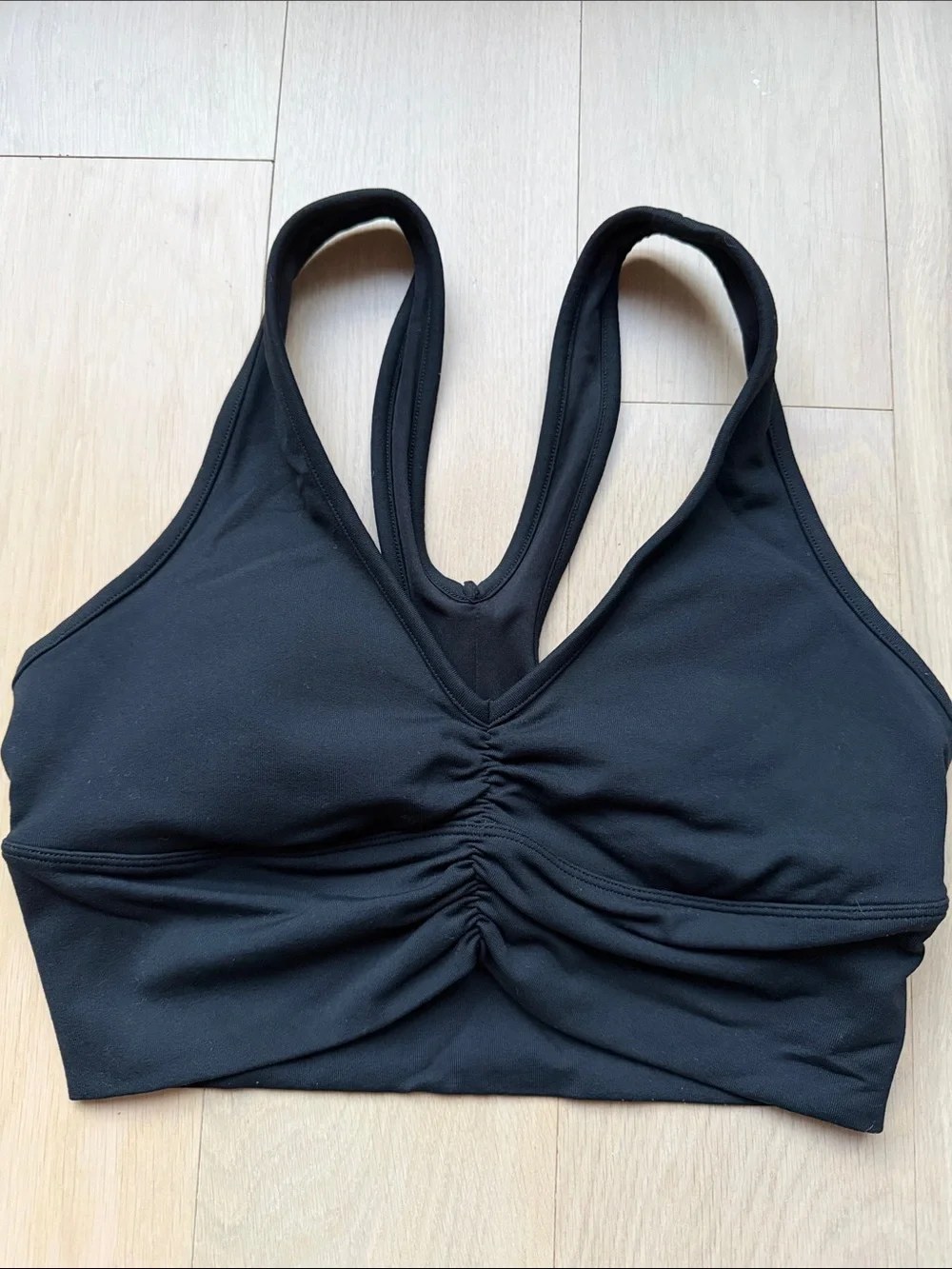 ALO Yoga Black Ruched Racerback Sports Bralette Size S